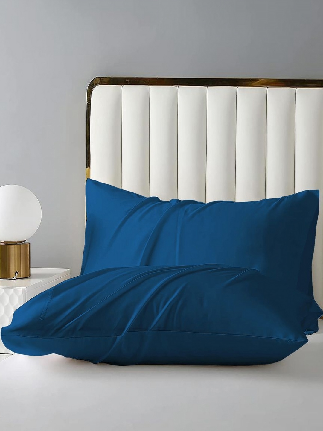 

bsb home Navy Blue 2 Pieces Pure Cotton Rectangle Shaped Pillow Covers