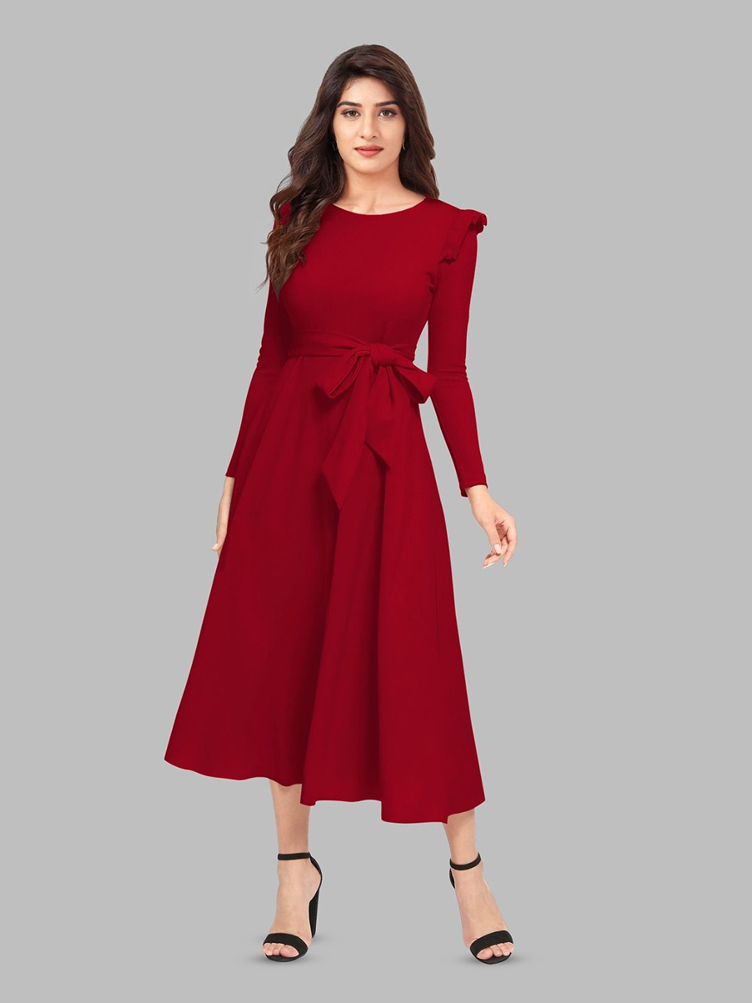 

DHUNKI Fit & Flare Dress, Maroon