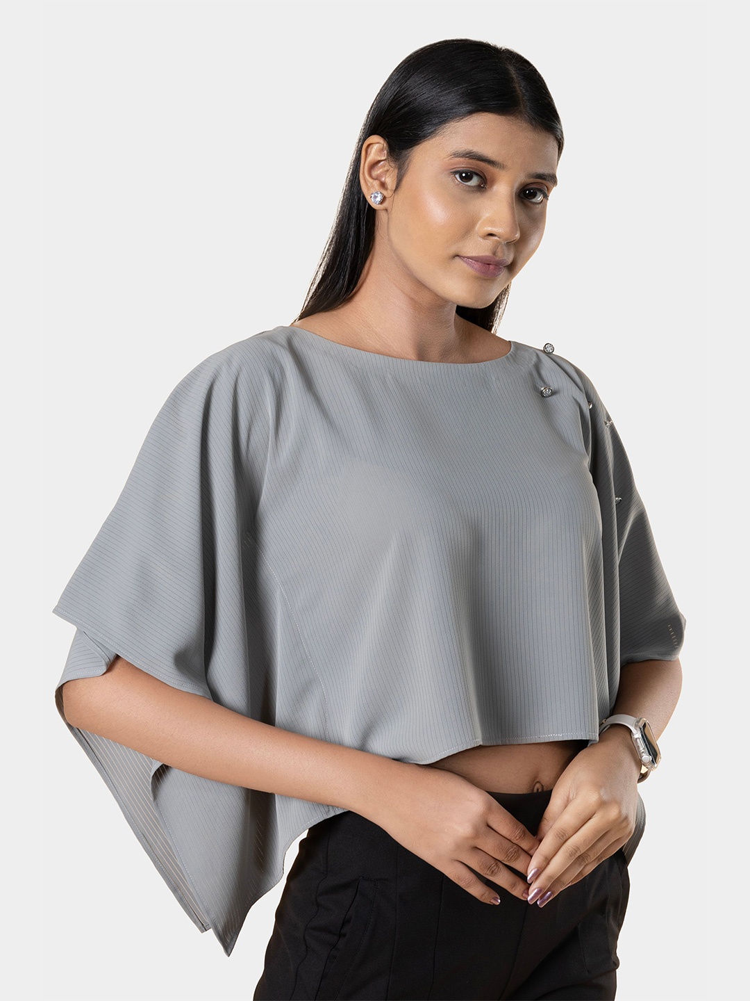 

NOT SO PINK Batwing Sleeve Kaftan Top, Grey