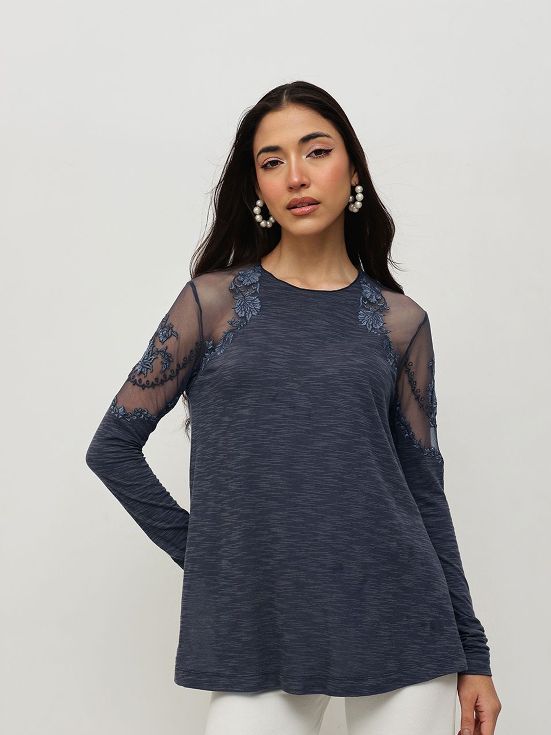 

HOUSE OF S Embroidered Top, Blue