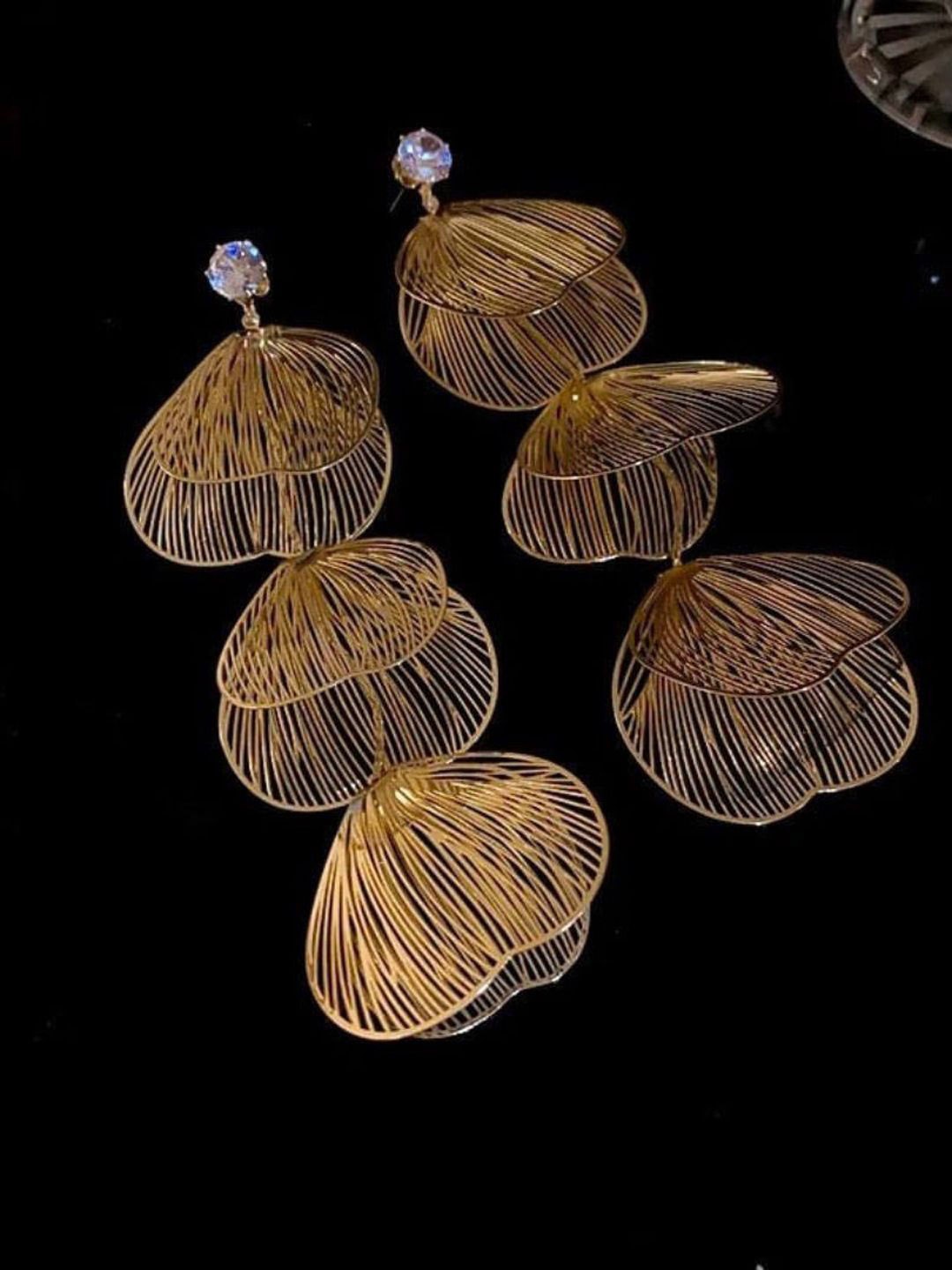 

styledose Sterling Silver Leaf Shaped Drop Earrings, Gold