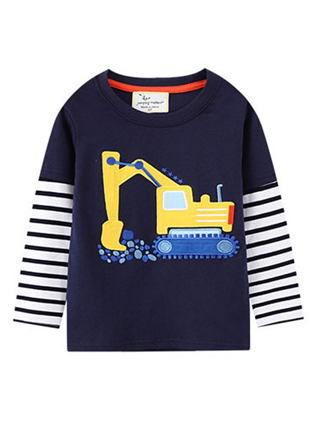 

LULU & SKY Boys Typography Printed Applique T-shirt, Blue