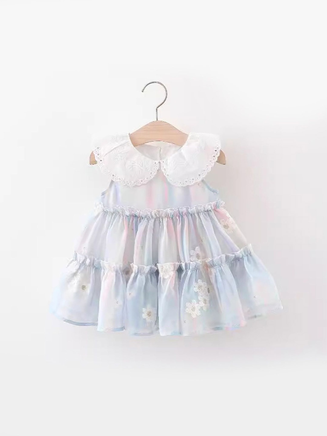 

LULU & SKY Girls Tiered Collared Fit & Flare Dress, Blue