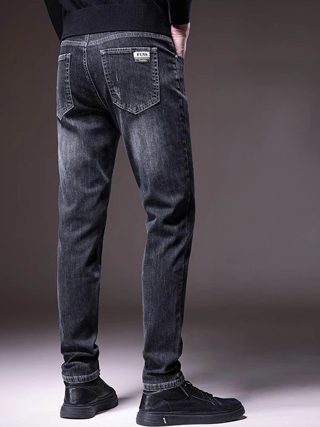 

StyleCast Men Low Distress Light Fade Jeans, Black