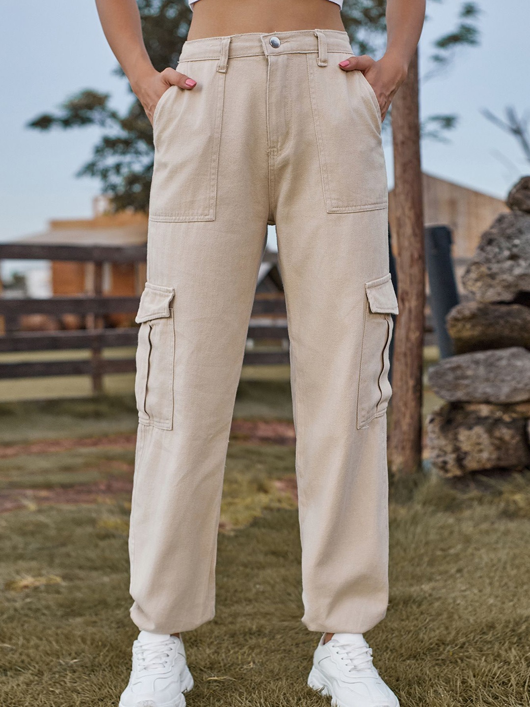 

StyleCast Women Cargos Trousers, Cream