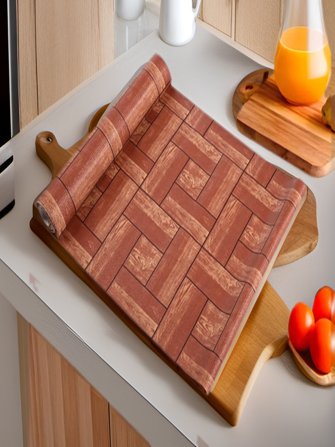

REVEXO Brown Printed Water-Resistant Shelf Liner