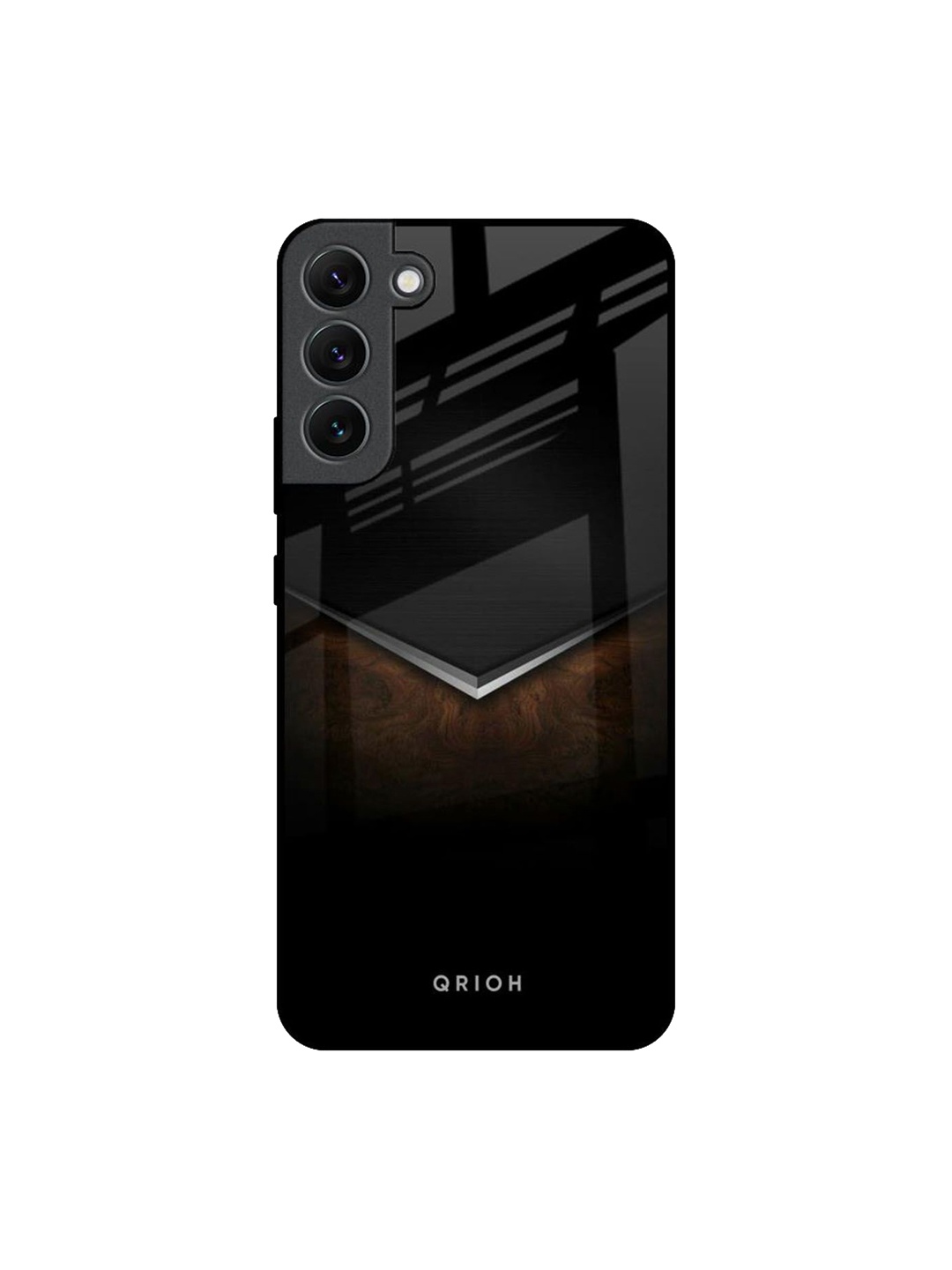 

QRIOH Dark Walnut Real Printed Samsung Galaxy S22 Plus Back Case, Black