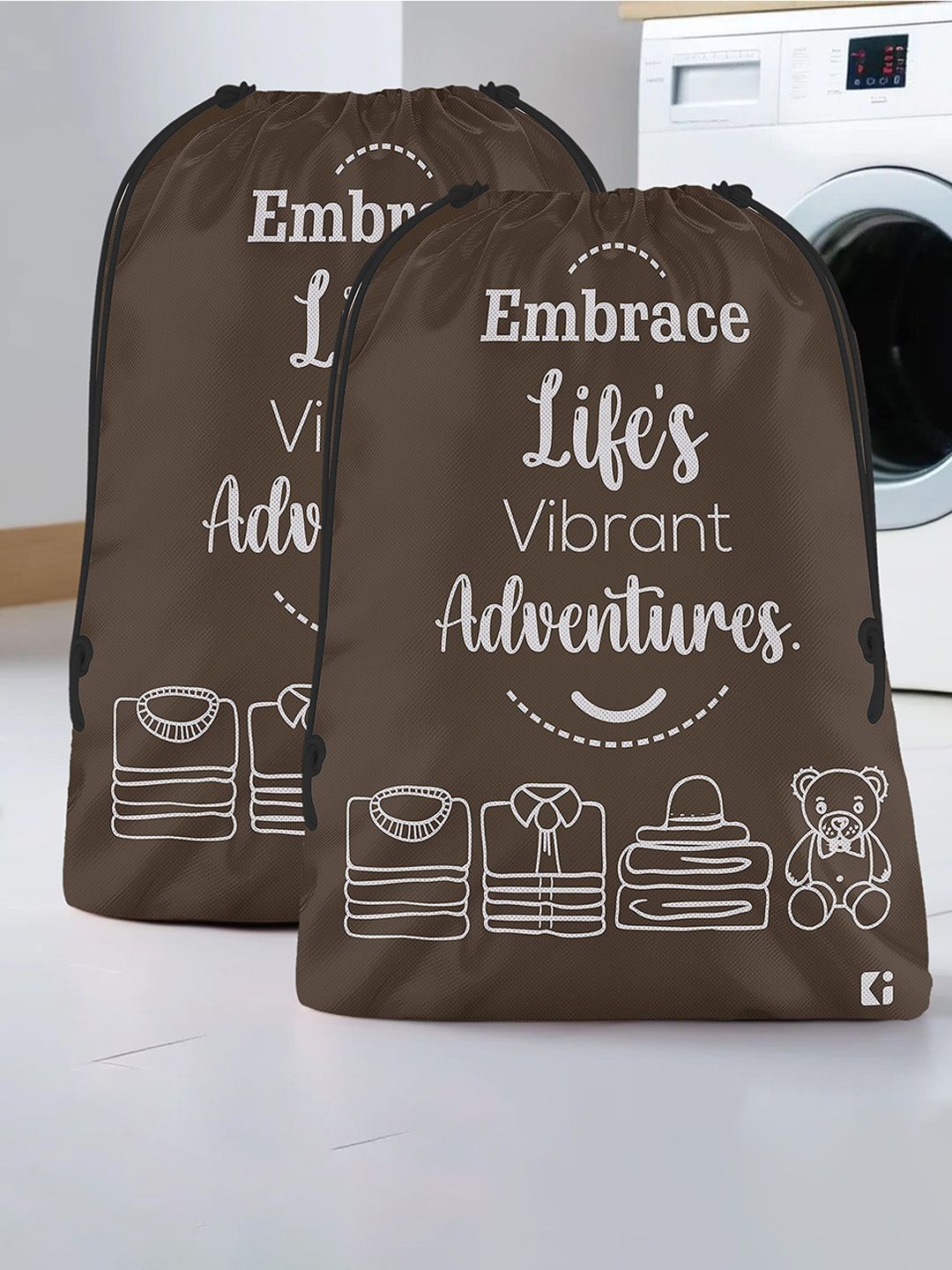 

Kuber Industries Brown 2 Pieces Printed Multi-Utility Organisers