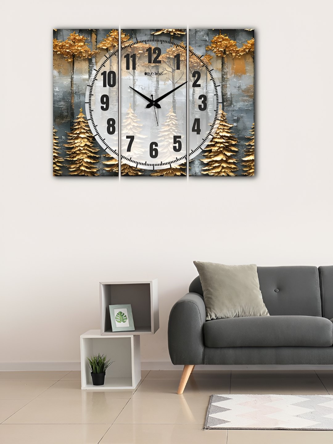 

OLIVE TREE Grey Melange & Brown Printed Vintage Wall Clock