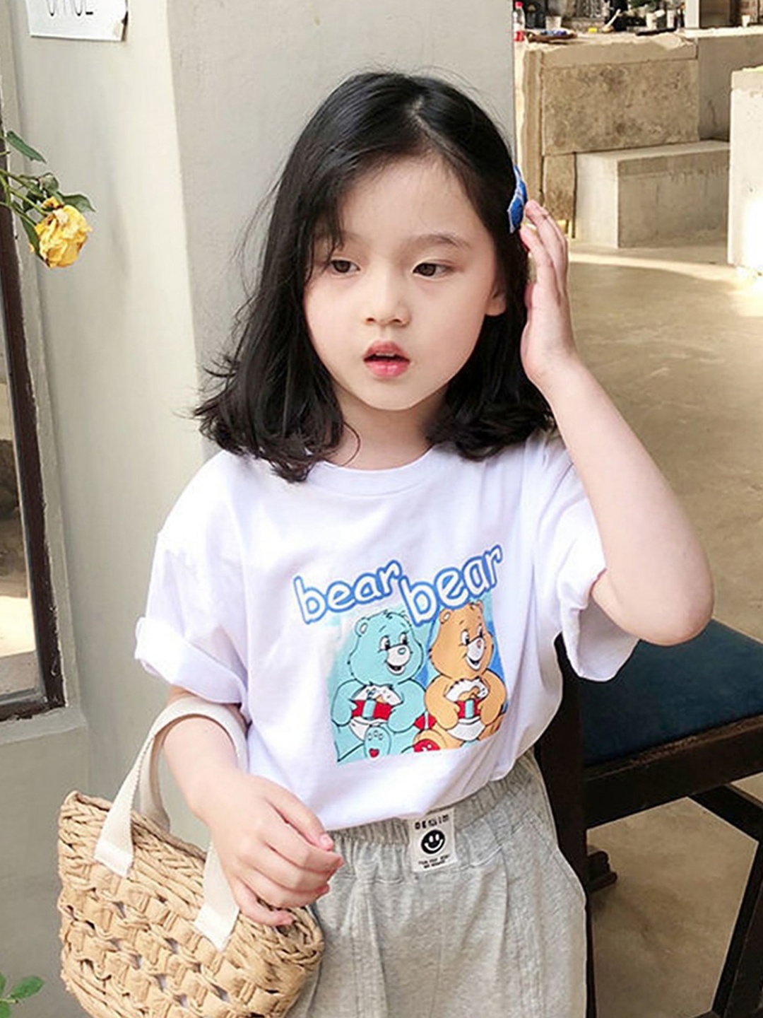 

LULU & SKY Girls Graphic Printed Round Neck Cotton Oversized T-shirt, White