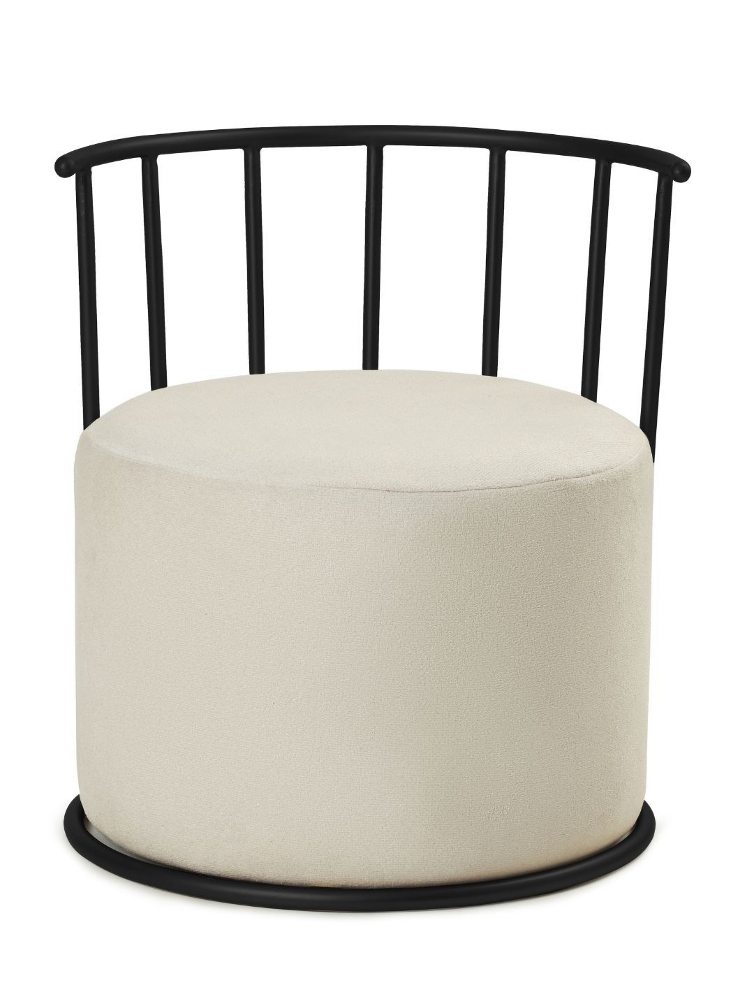 

Blck Homes Roman Pouffe Off White Cotton & Metal Cylindrical Without Storage Ottoman