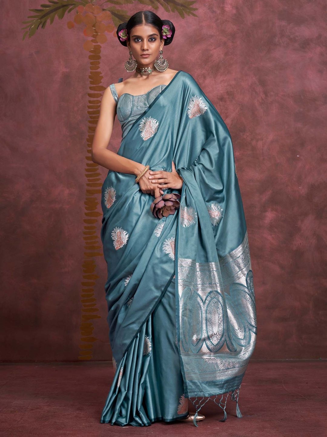

Anouk Woven Design Zari Satin Banarasi Saree, Blue