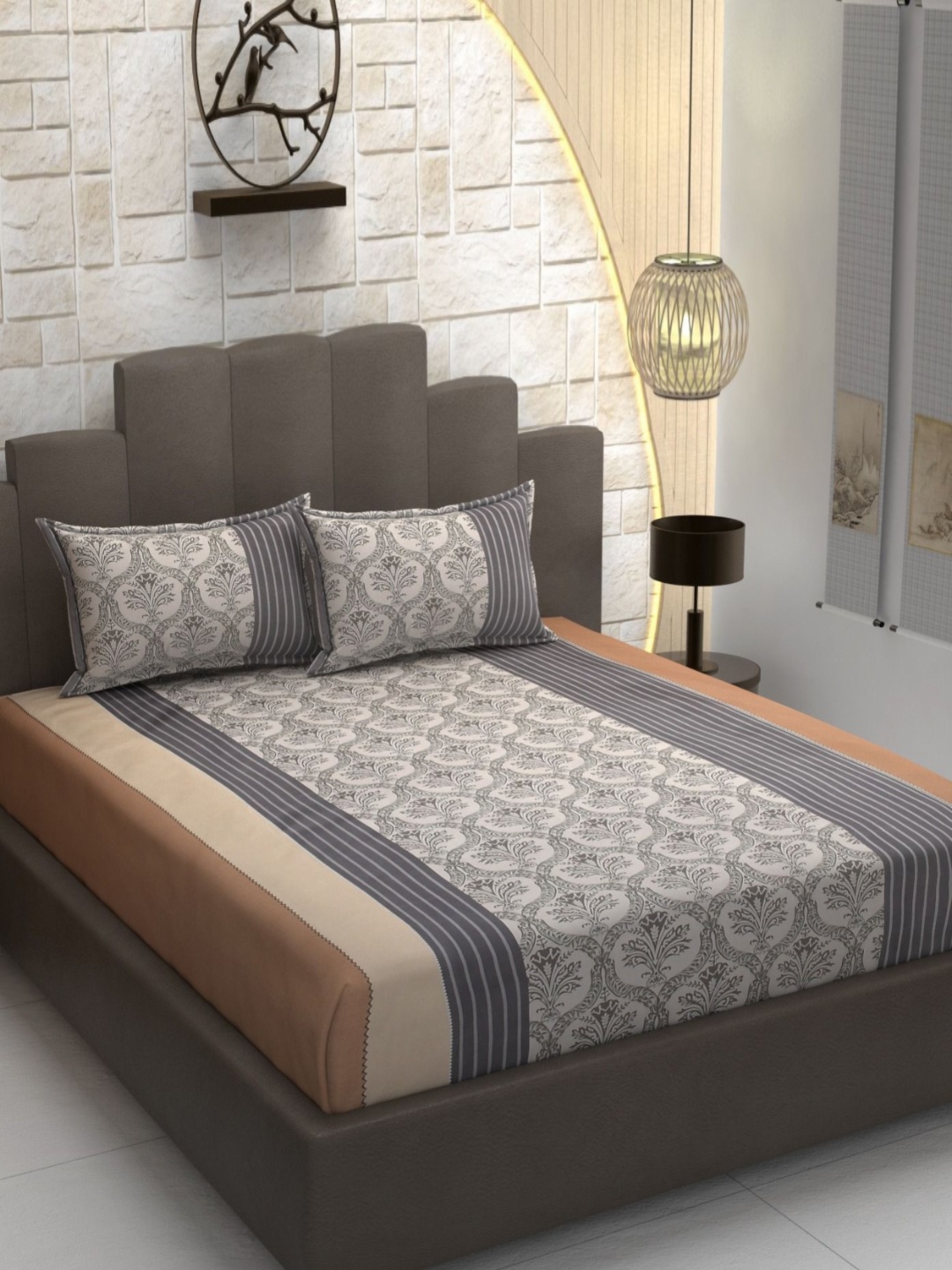 

Banchmark Home Furnishings Brown & Beige 200 TC Cotton King Bedsheet Set 1.83 m x 1.98 m