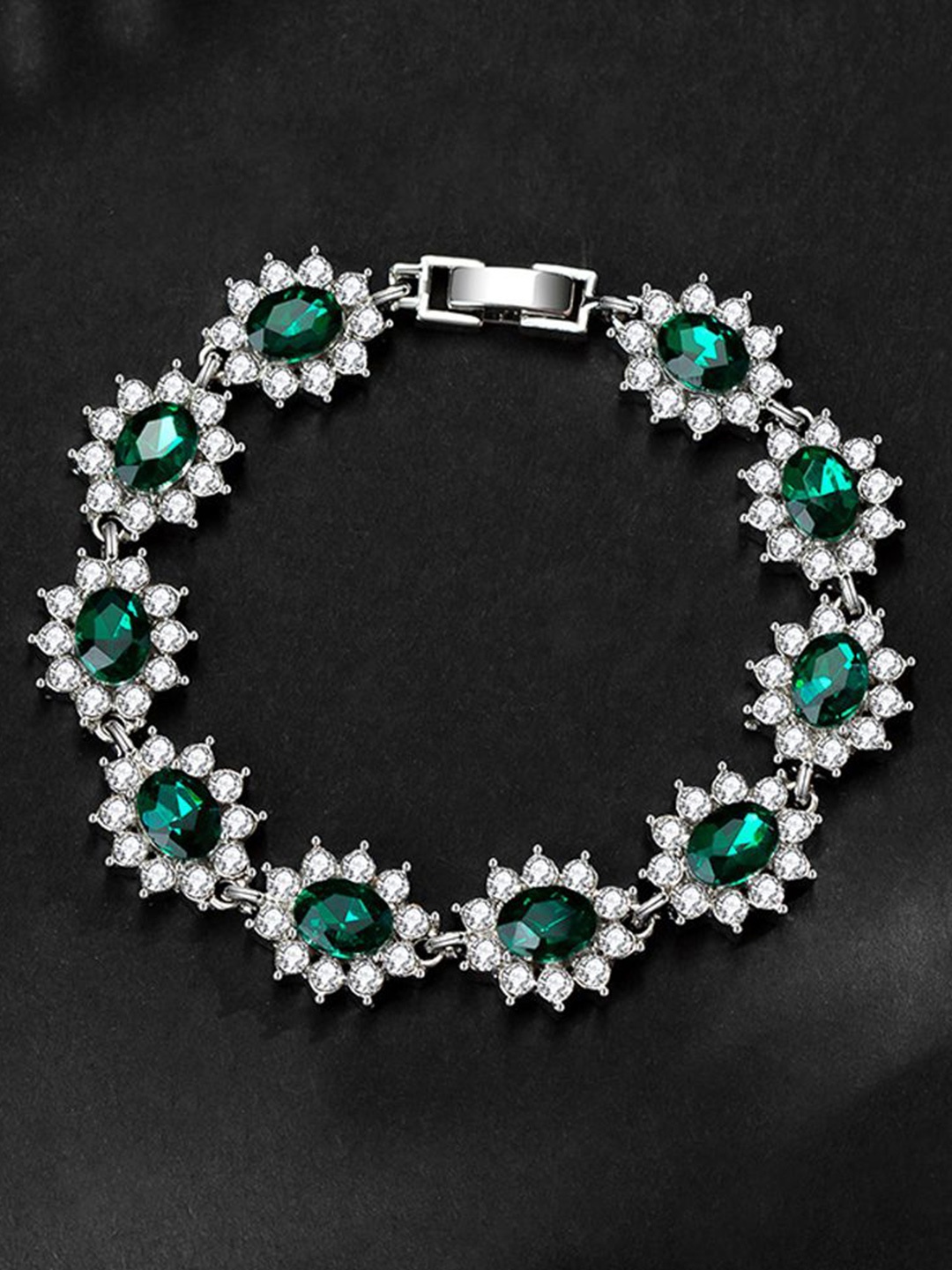 

Shining Diva Fashion Women Crystals Silver-Plated Wraparound Bracelet