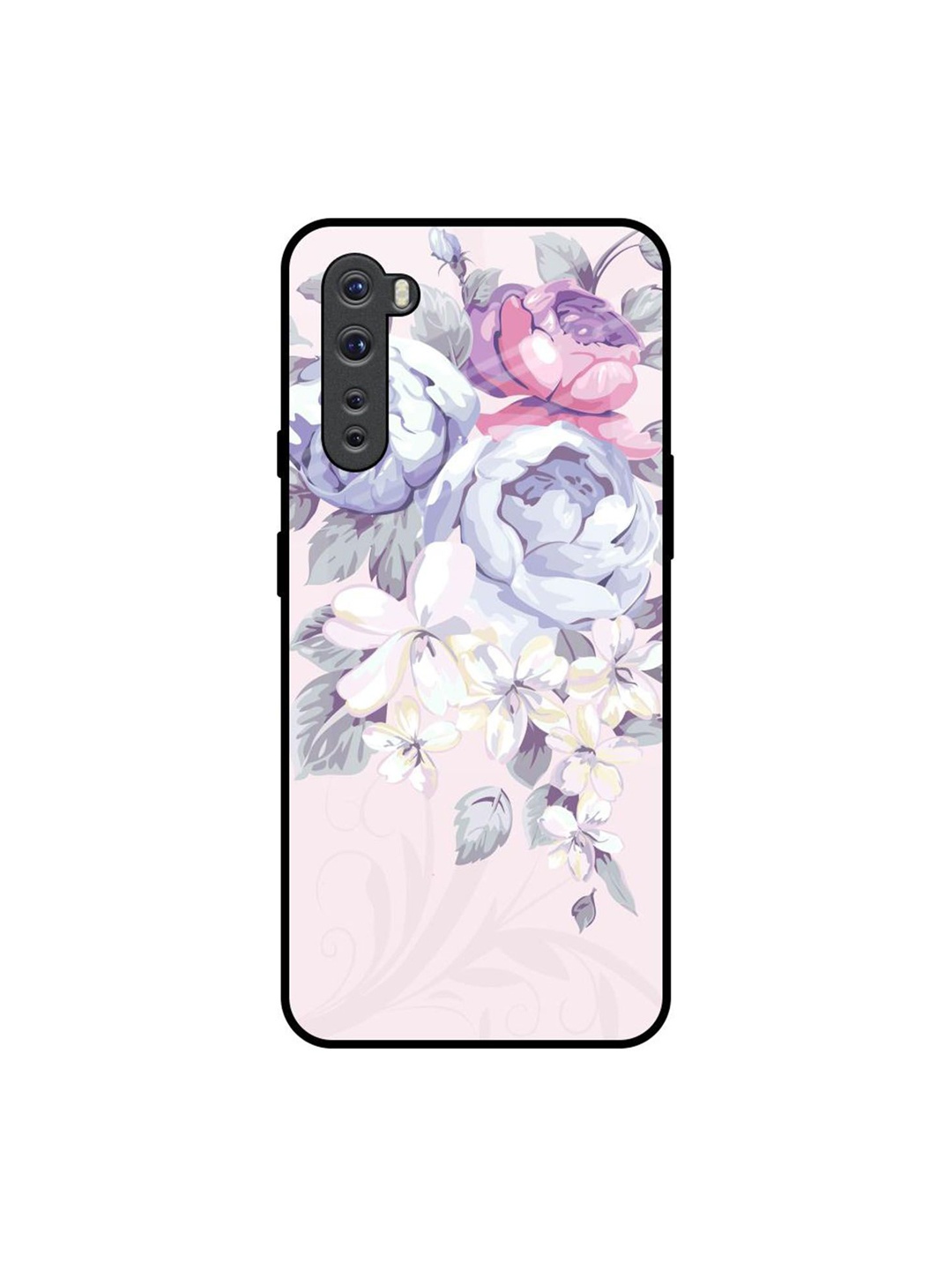 

QRIOH Elegant Floral Printed OnePlus Nord Back Case, Pink