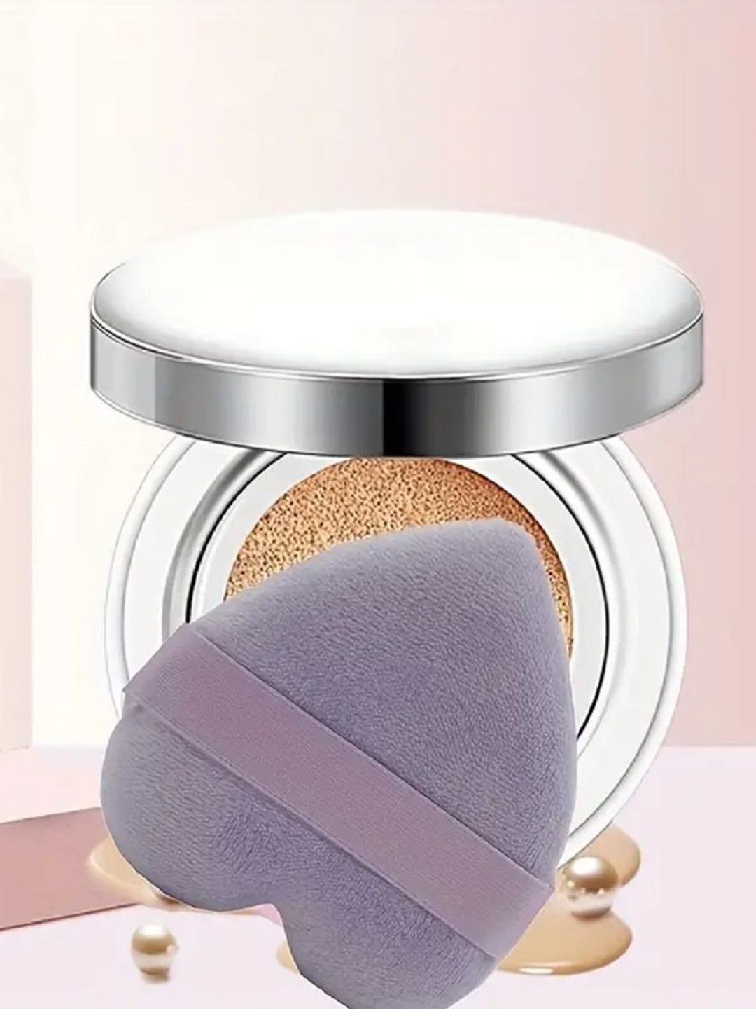 

Gonegal Set Of 10 Soft Egg Shaped Blender Sponge & Heart Puff, Peach