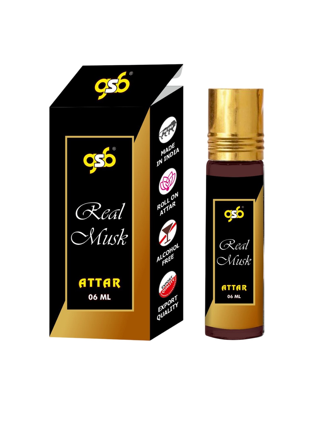 

GSB Real Musk Long Lasting Natural & Alcohol Free Attar - 6 ml, Black