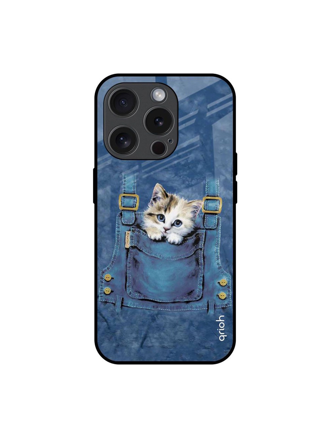 

QRIOH Quirky Printed iPhone 15 Pro Back Case Mobile Accessories, Blue