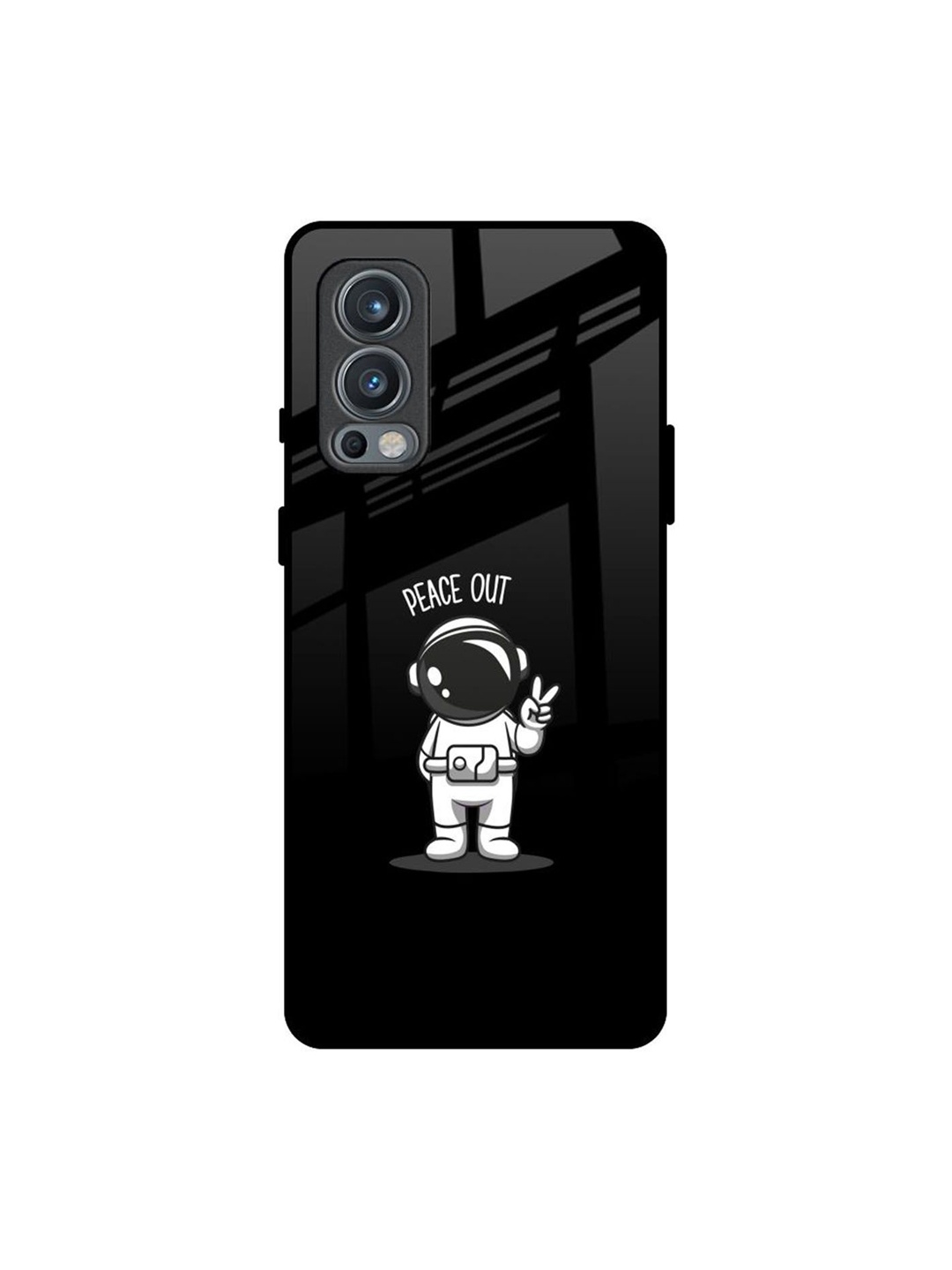 

QRIOH Peace Out Astro Real Printed Oneplus Nord 2 Back Case, Black