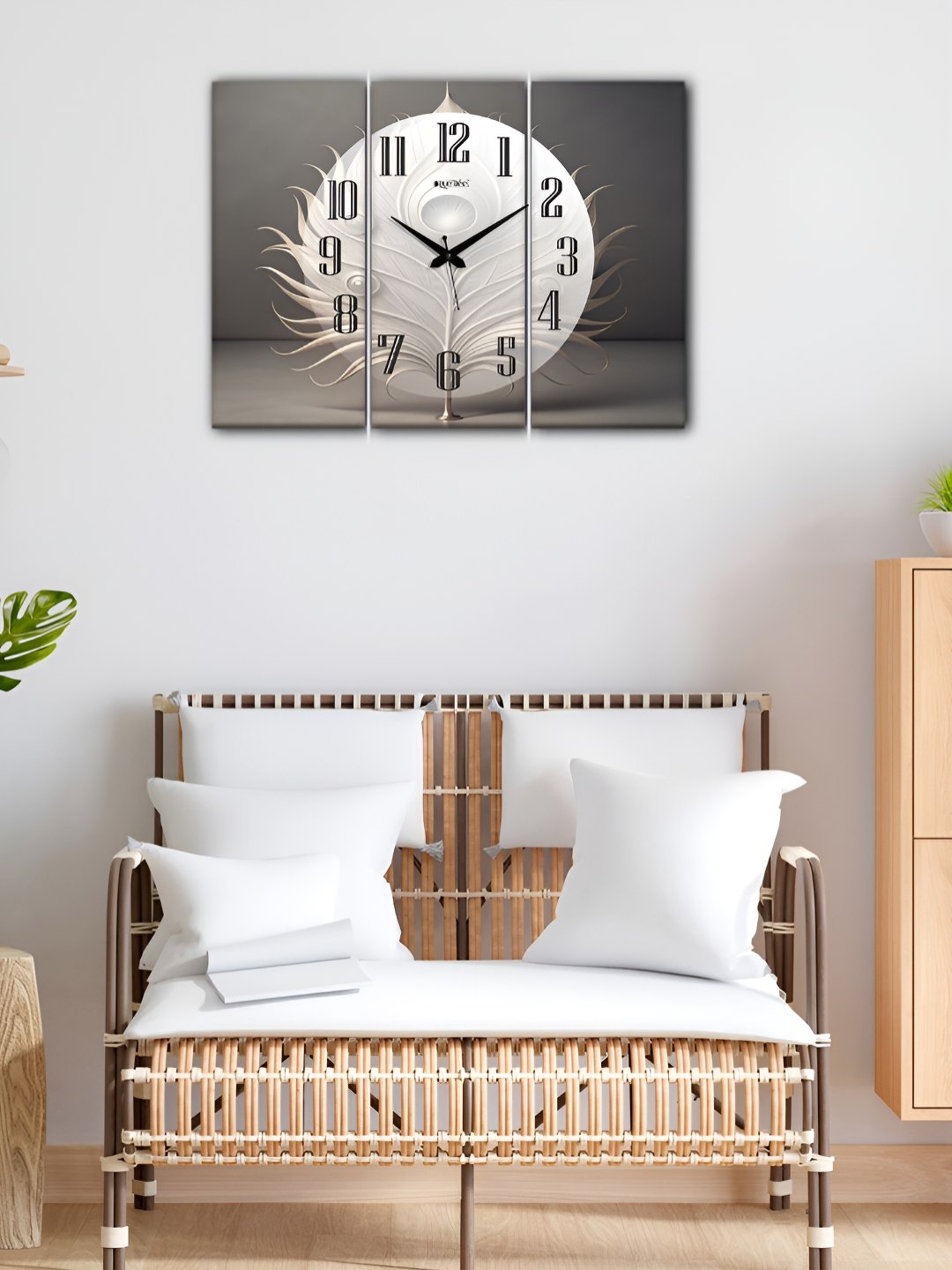 

OLIVE TREE Grey Melange 3 Pieces Analogue Printed Wooden Vintage Rectangular Wall Clock
