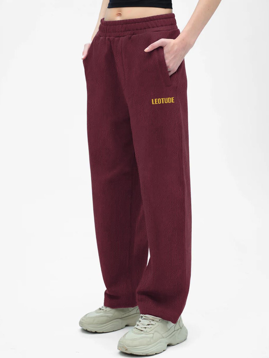 

Leotude Women Loose Fit Joggers Trousers, Maroon