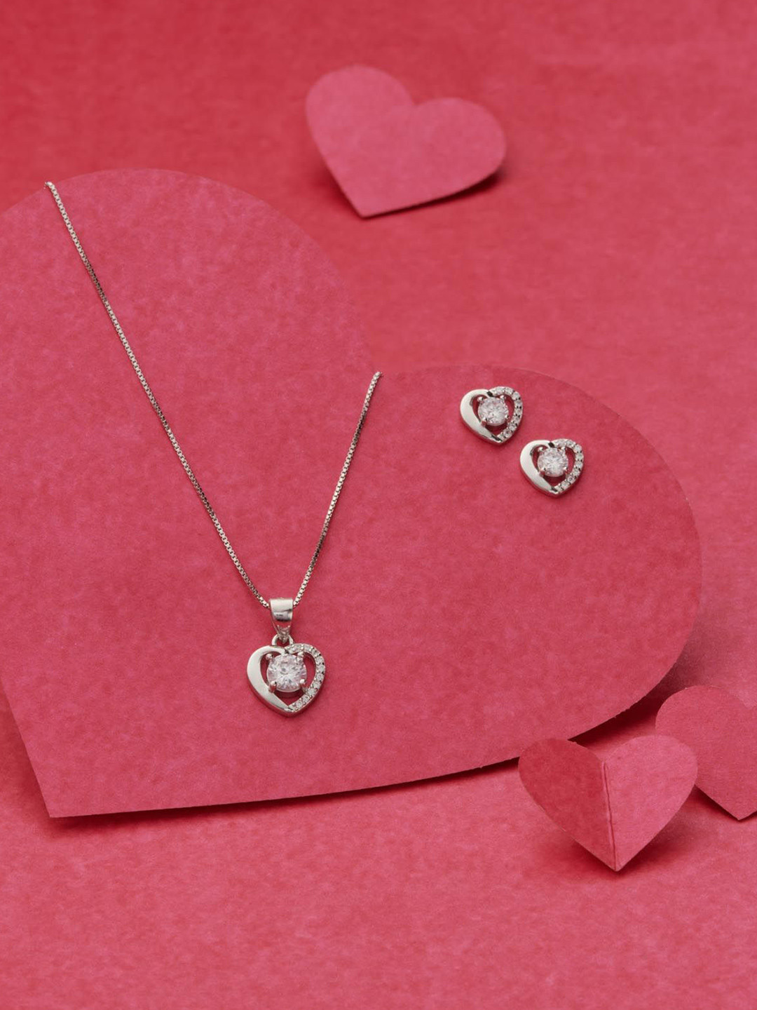 

Gargi by P. N. Gadgil & Sons 925 Sterling Silver Stone-Studded Necklace And Earrings