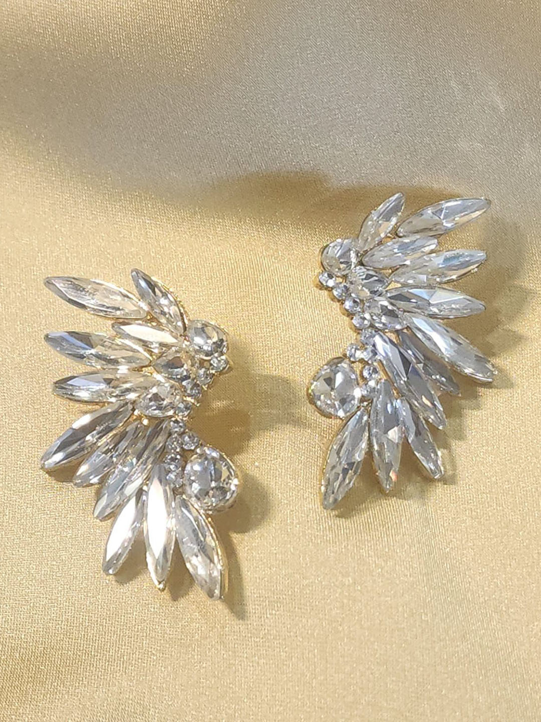 

DKane Designs Gold-Plated Artificial Stones Contemporary Shaped Drop Earrings, Silver