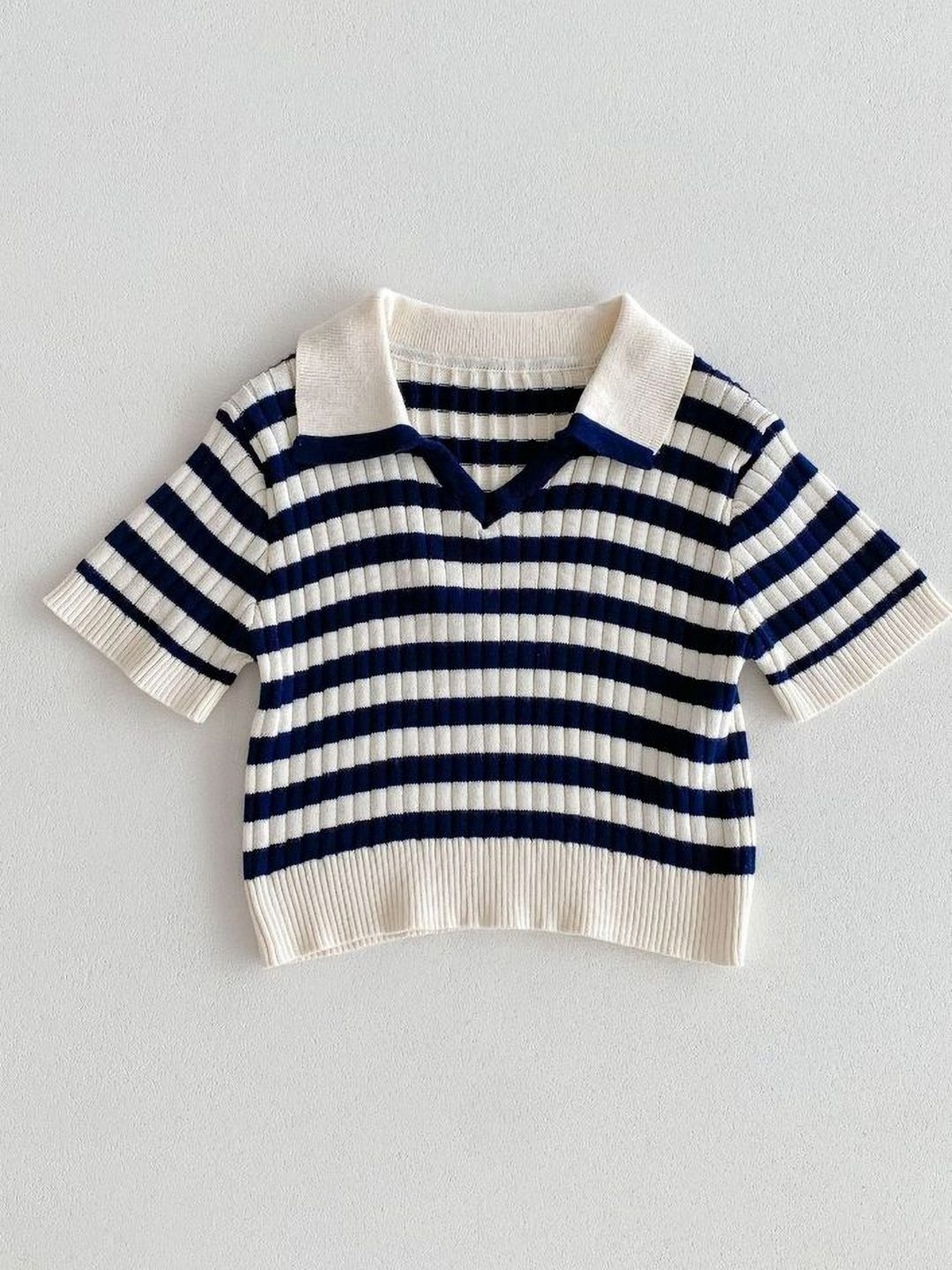 

LULU & SKY Kids Striped V-Neck T-shirt, Blue