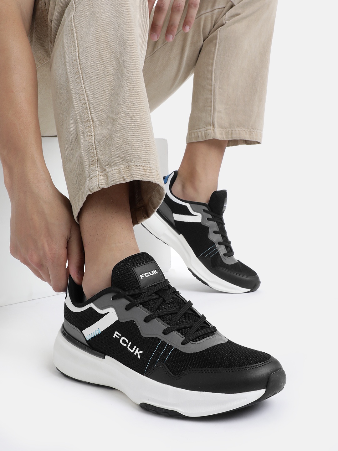 

FCUK Men Woven Design Sneakers, Black
