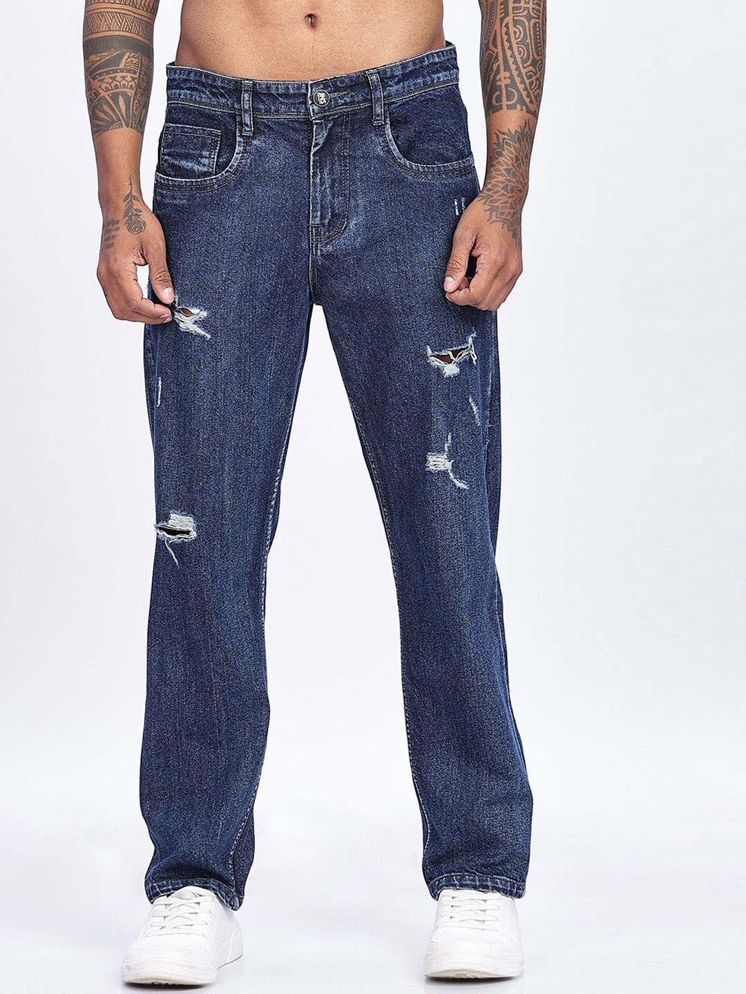 

BEVDAAS Men Light Fade Mildly Distressed Jeans, Blue