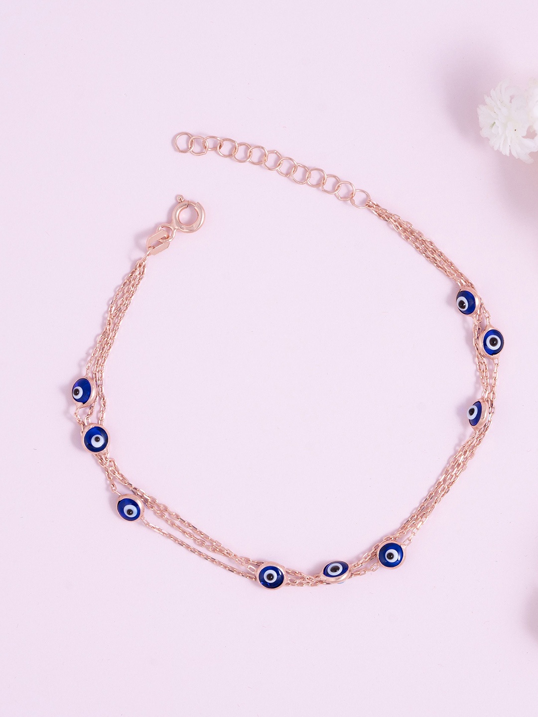 

GLYTERS Women Sterling Silver Rose Gold-Plated Link Bracelet