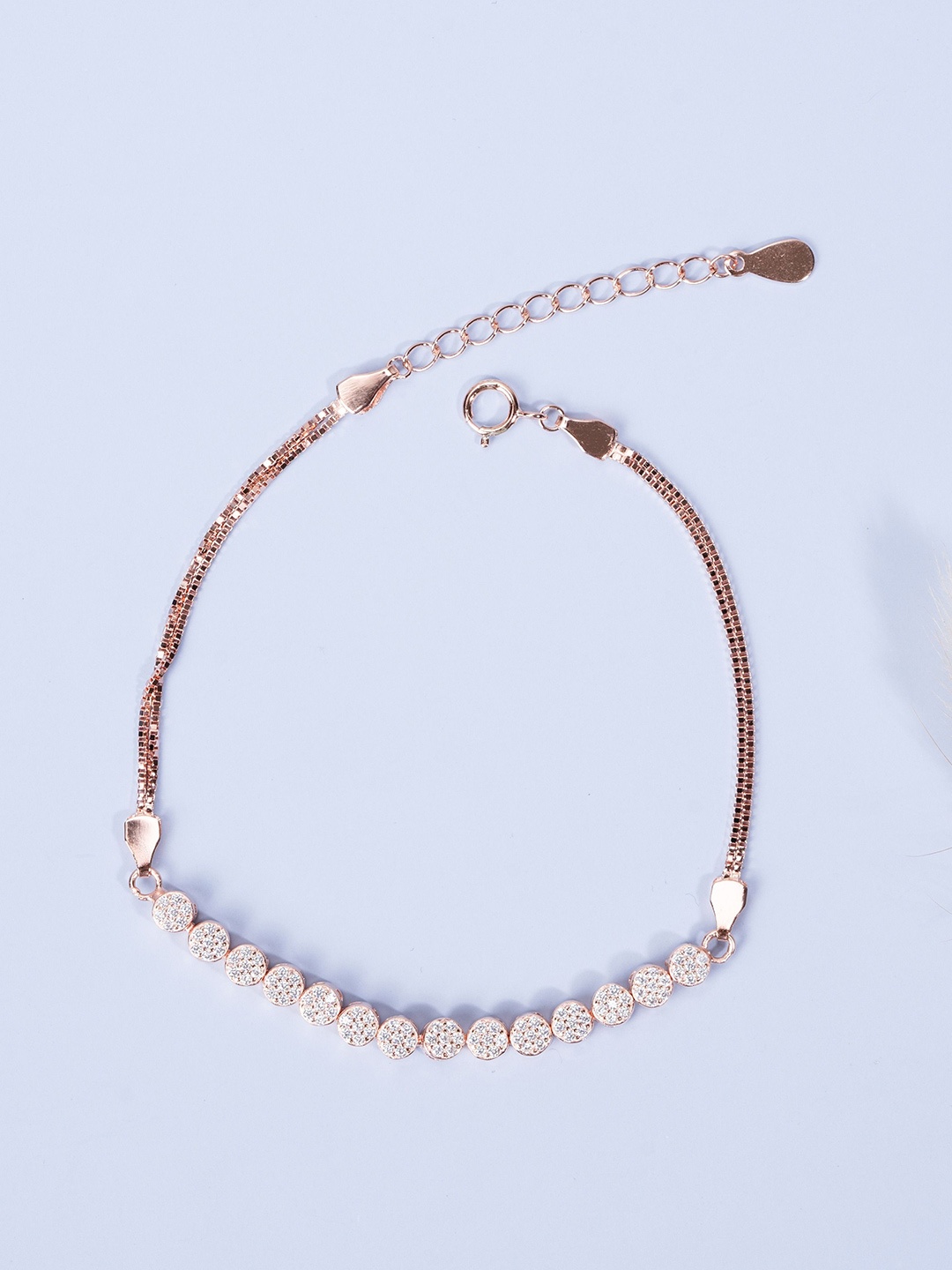 

GLYTERS Women Sterling Silver Rose Gold-Plated Link Bracelet