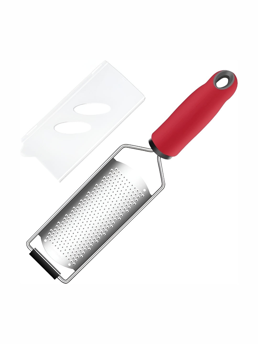 

Baskety Red Stainless Steel Lemon Long Non Slip Zester & Cheese Grater With Guard