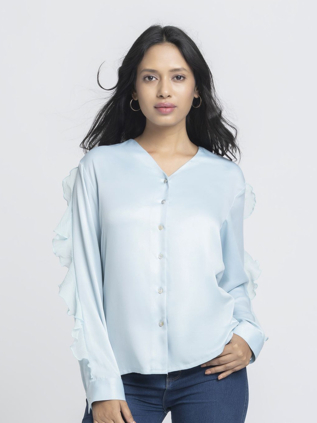 

SHAYE Women Relaxed Opaque Casual Shirt, Blue