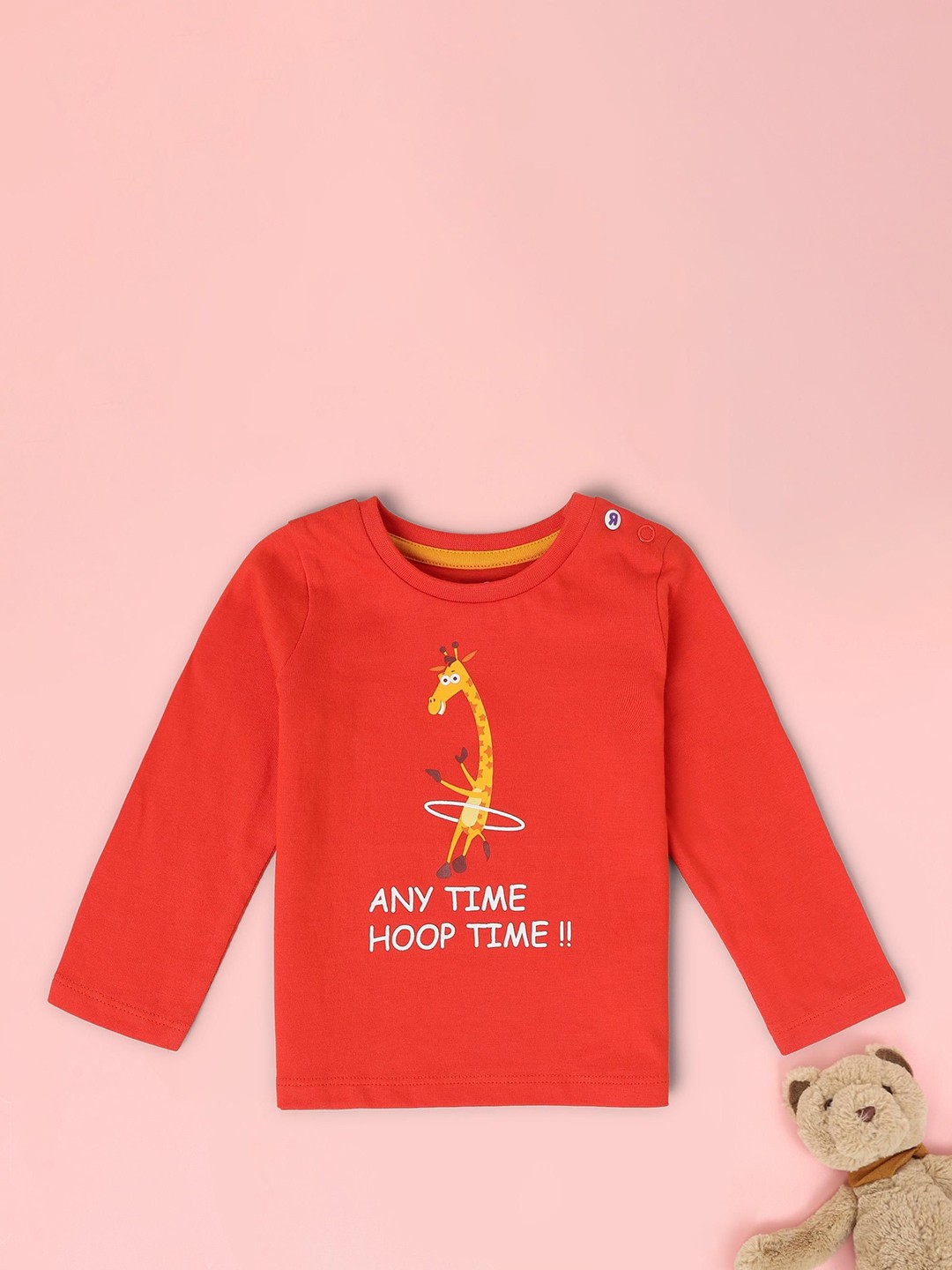 

Babies R Us Girls Graphic Printed Round Neck Cotton T-shirt, Orange