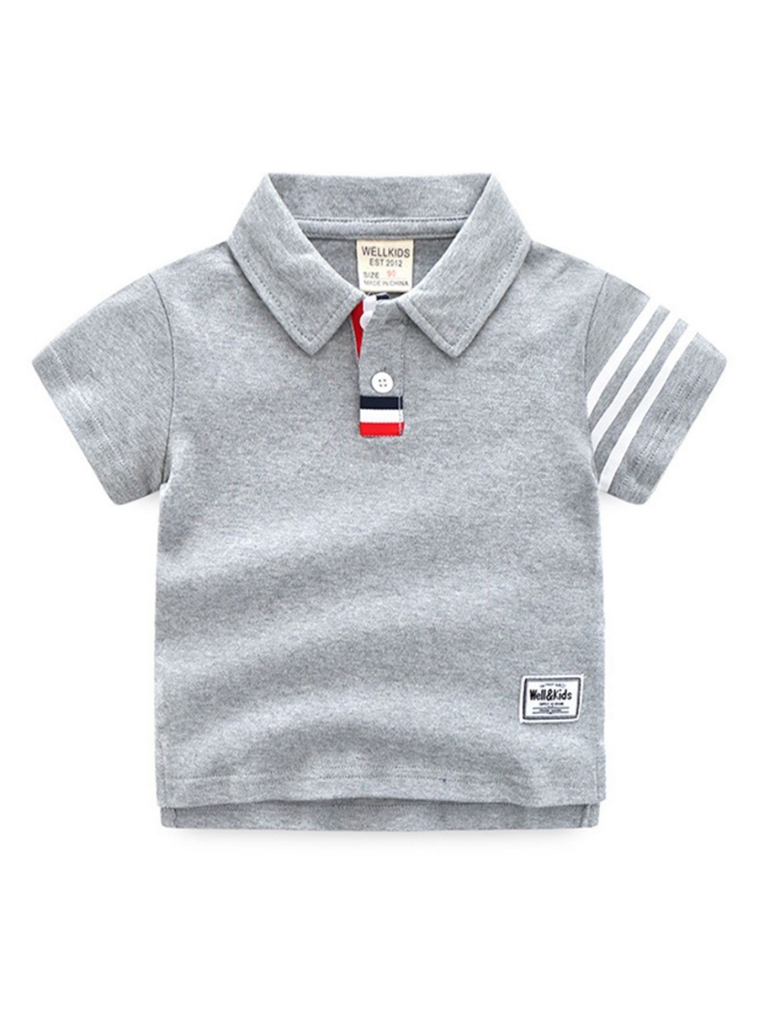 

LULU & SKY Boys Polo Collar Applique T-shirt, Grey