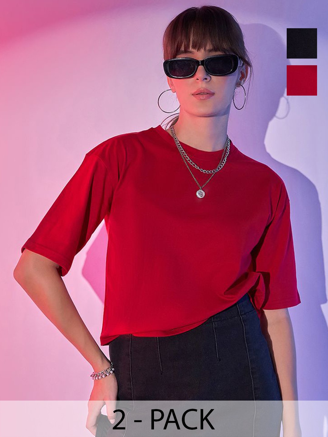 

DIMPY GARMENTS Women 2 Pockets Boxy T-shirt, Black