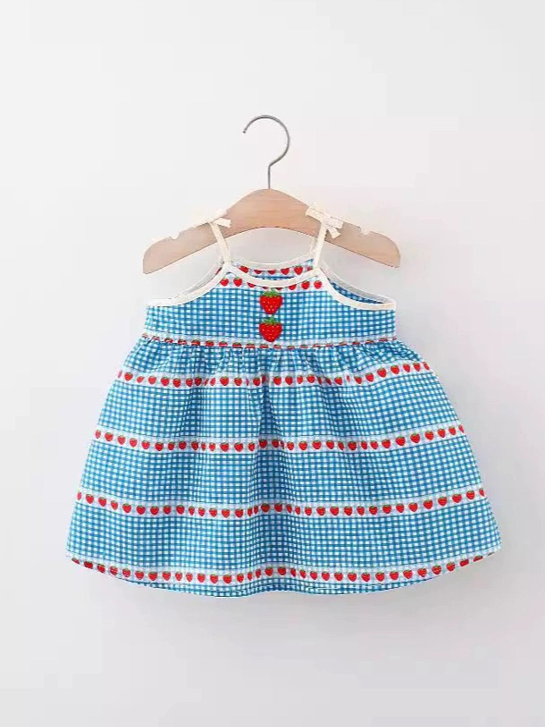 

LULU & SKY Girls Checked Printed A-Line Dress, Blue