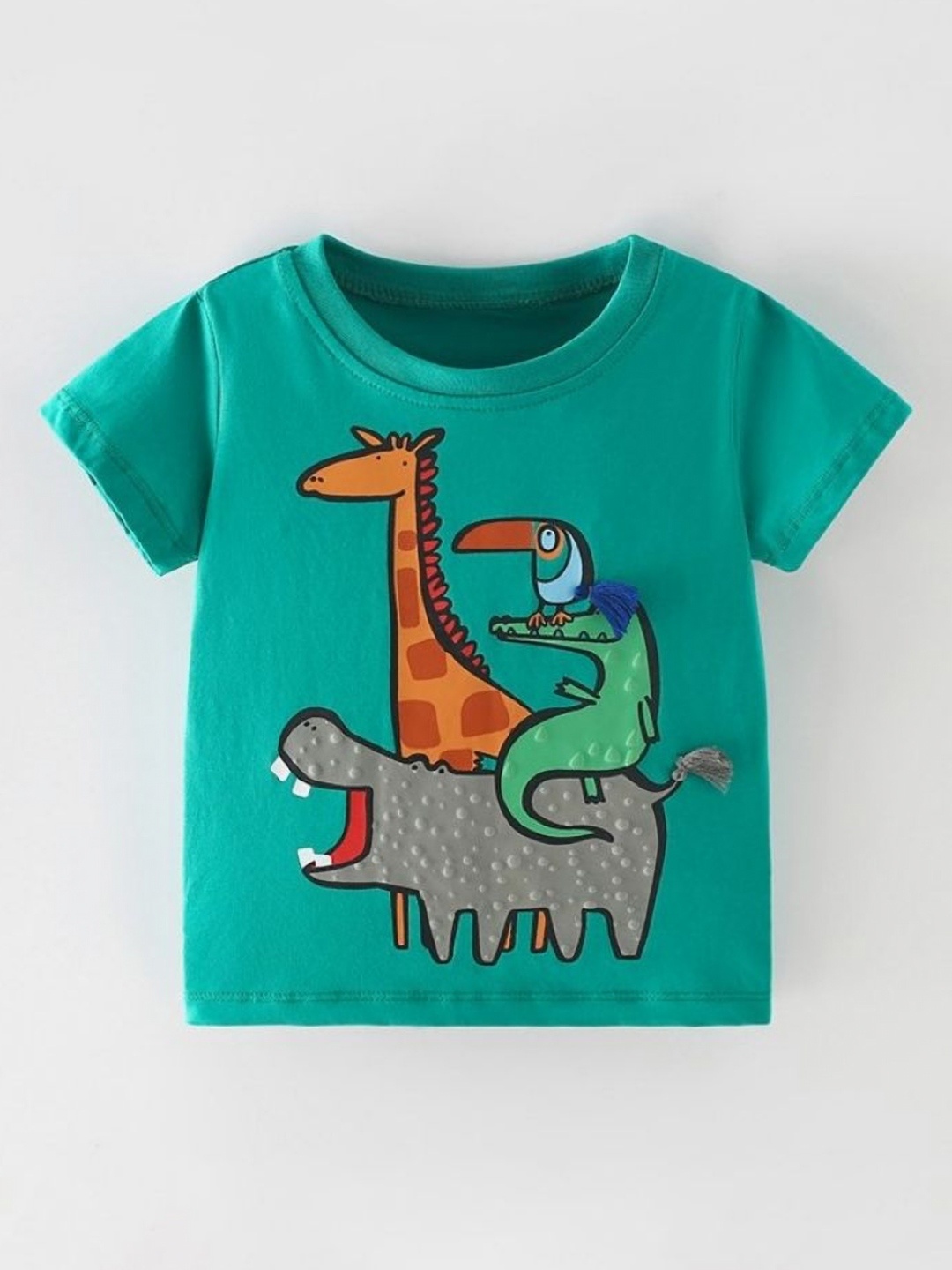 

YK Boys Printed Applique T-shirt, Green