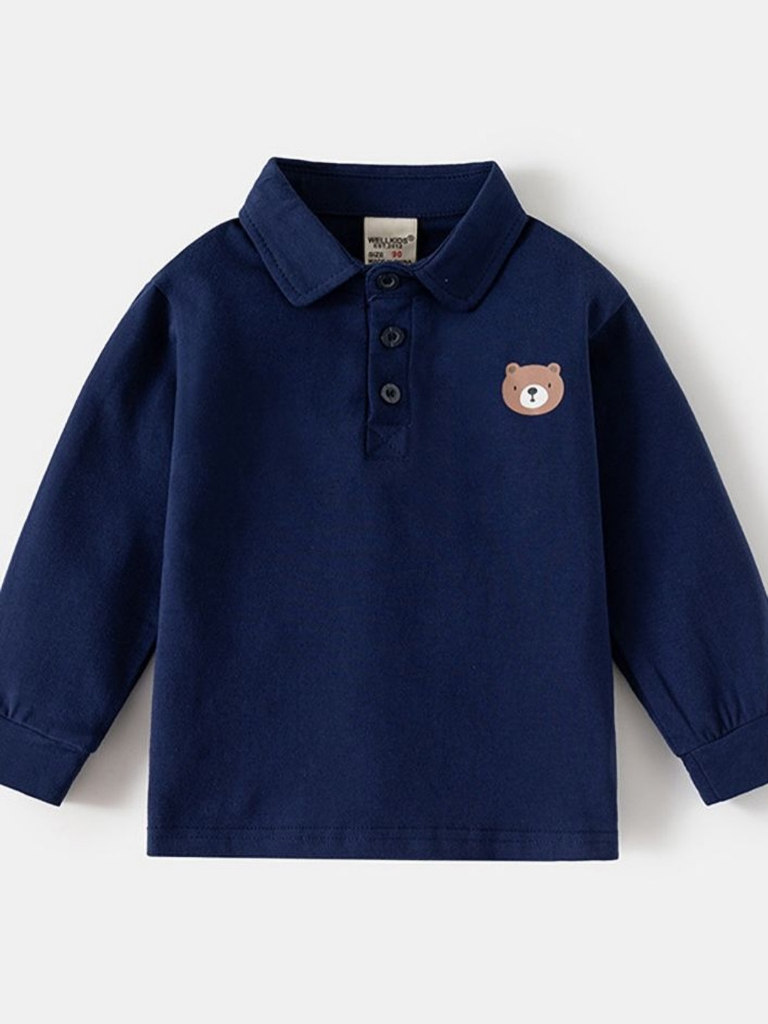 

LULU & SKY Boys Polo Collar Pure Cotton Applique T-shirt, Navy blue