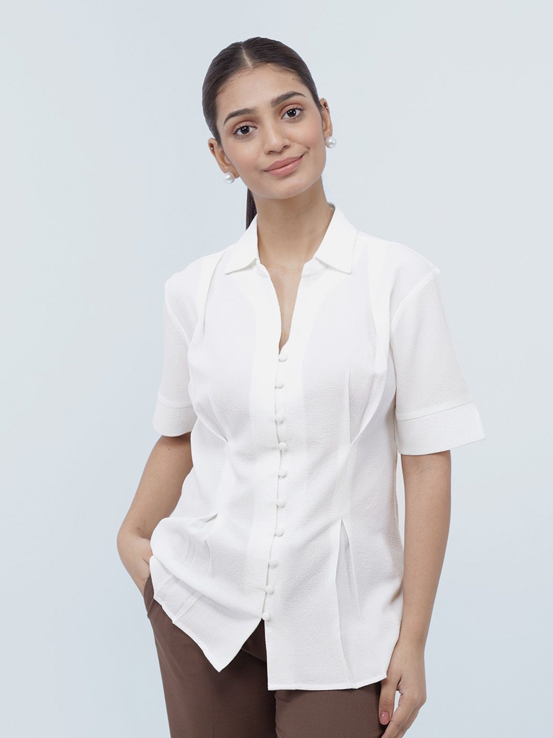 

Strong And Brave Women Standard Opaque Formal Shirt, White