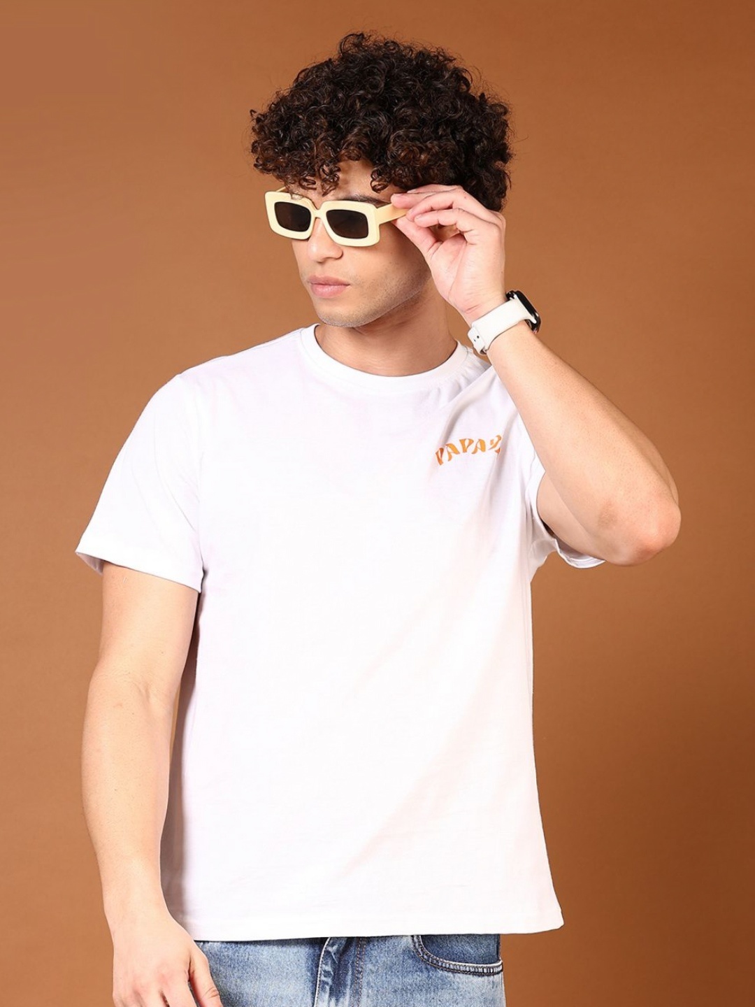 

V-Mart Men Graphic Printed Round Neck Cotton T-shirt, White