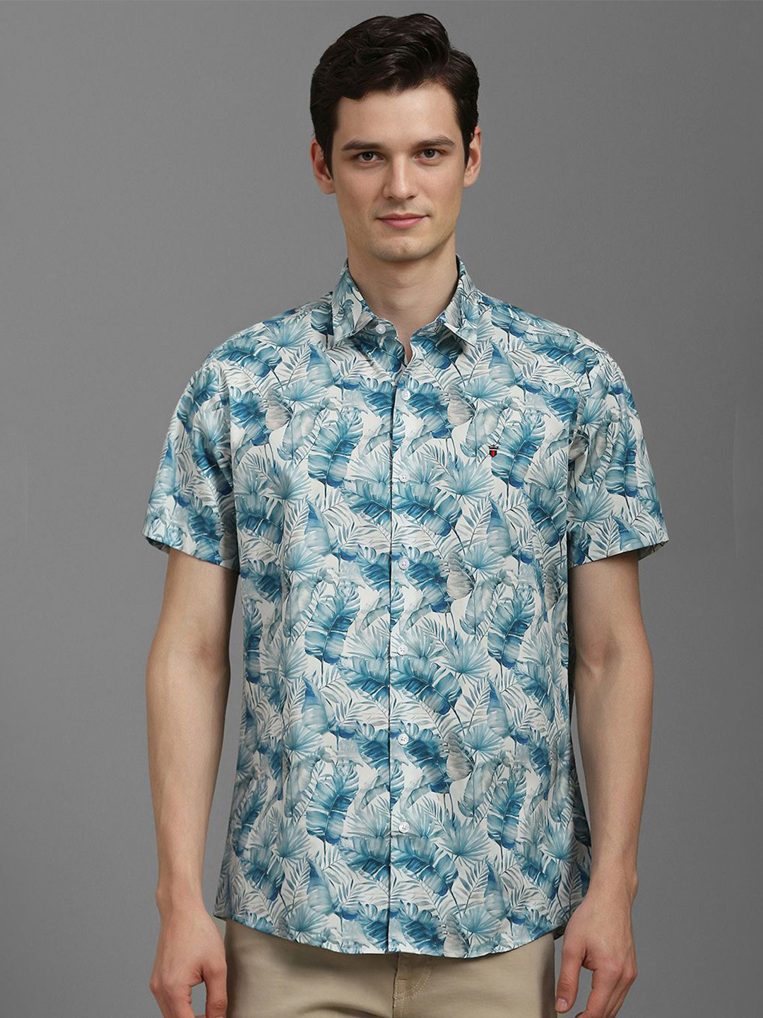 

Louis Philippe Sport Men Slim Fit Floral Opaque Printed Casual Shirt, Blue