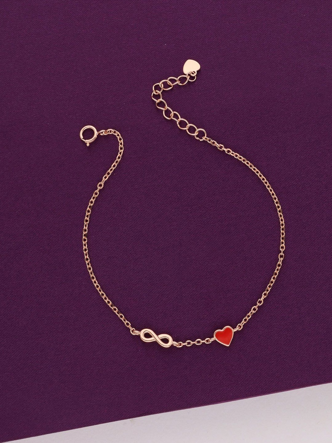 

KAI JEWEL Rose Gold-Plated Stainless Steel Infinity & Heart Shaped Link Bracelet