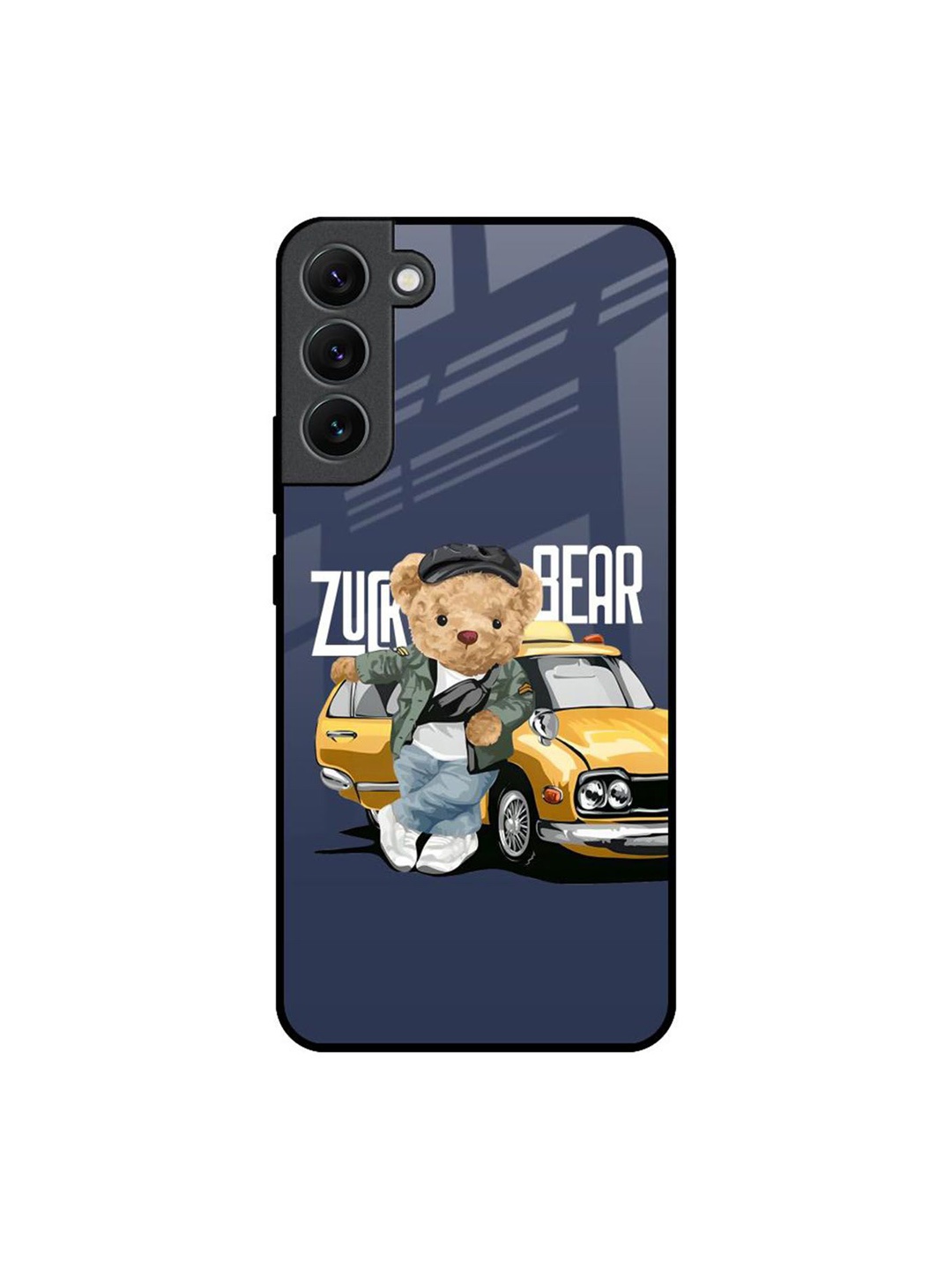 

QRIOH Adventurous Bear Printed Samsung Galaxy S22 Plus Back Case, Navy blue