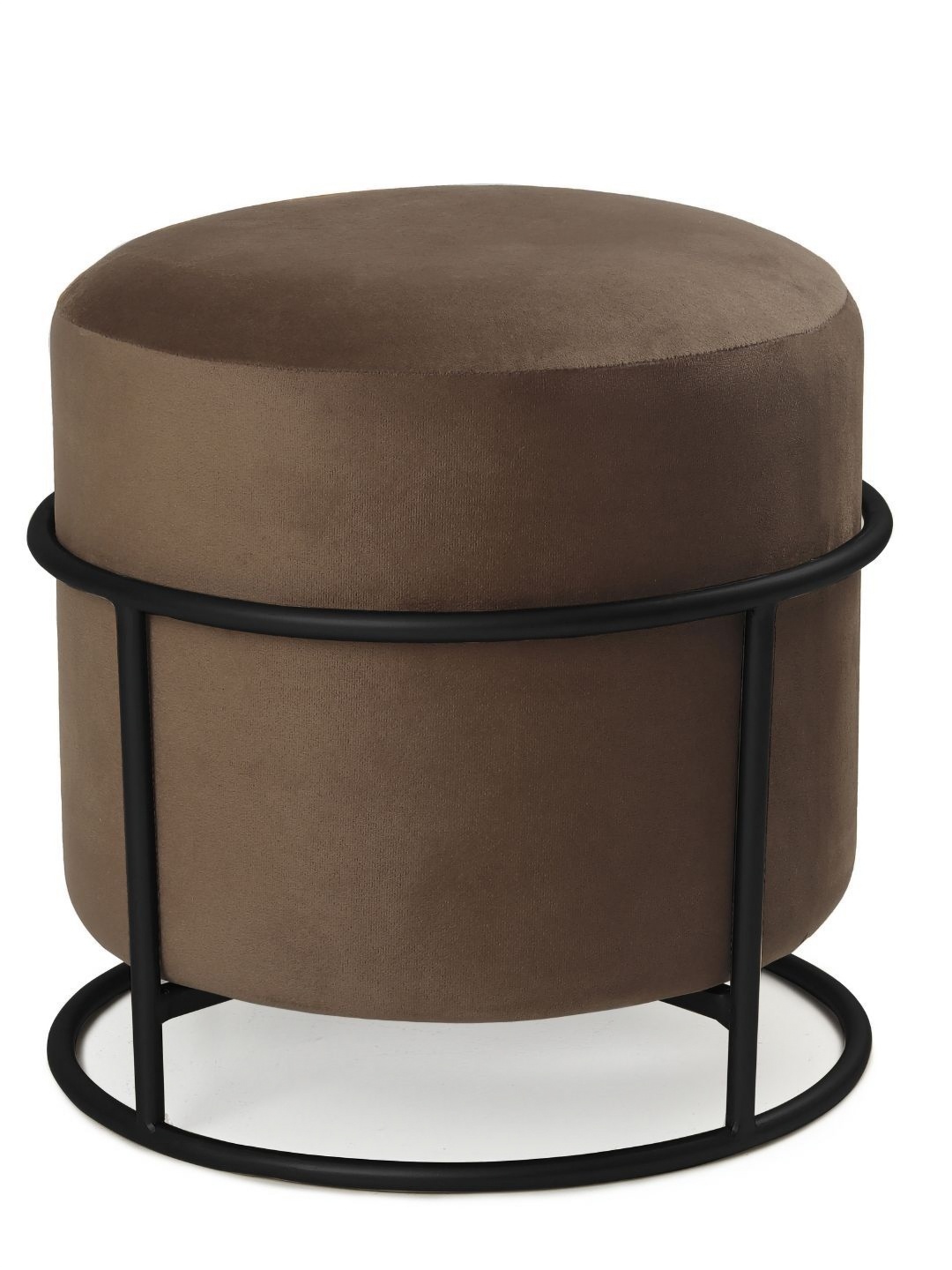 

Blck Homes Miles 2 In 1 Pouffe Taupe Velvet & Metal Cylindrical Without Storage Ottoman