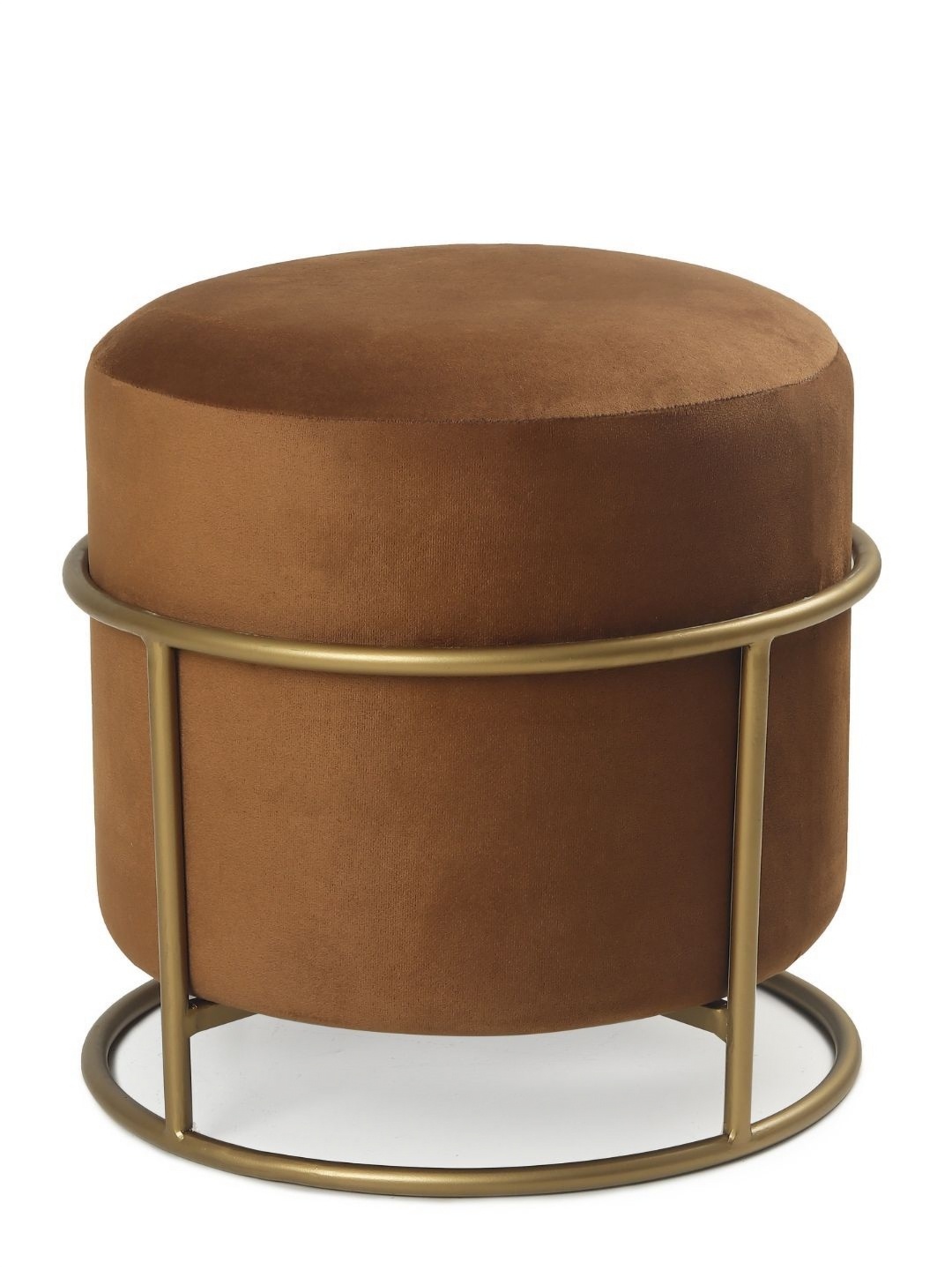 

Blck Homes Miles 2 In 1 Pouffe Brown Velvet & Metal Cylindrical Without Storage Ottoman