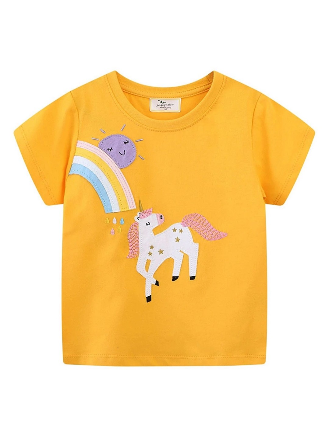 

LULU & SKY Girls Printed Applique T-shirt, Yellow