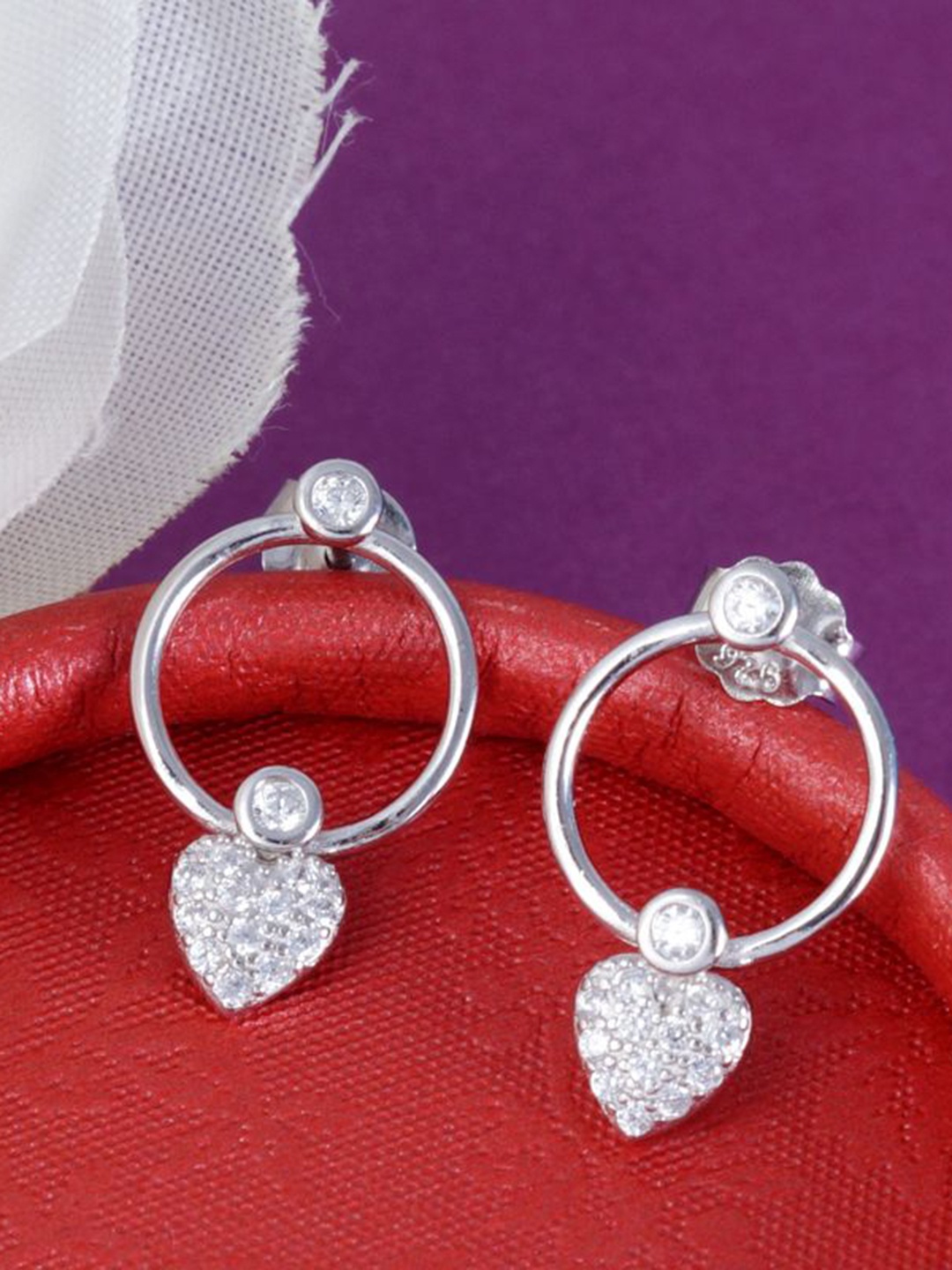 

Tuanz Silver Jewelry 925 Sterling Silver Rhodium-Plated Stone Studded Drop Earrings