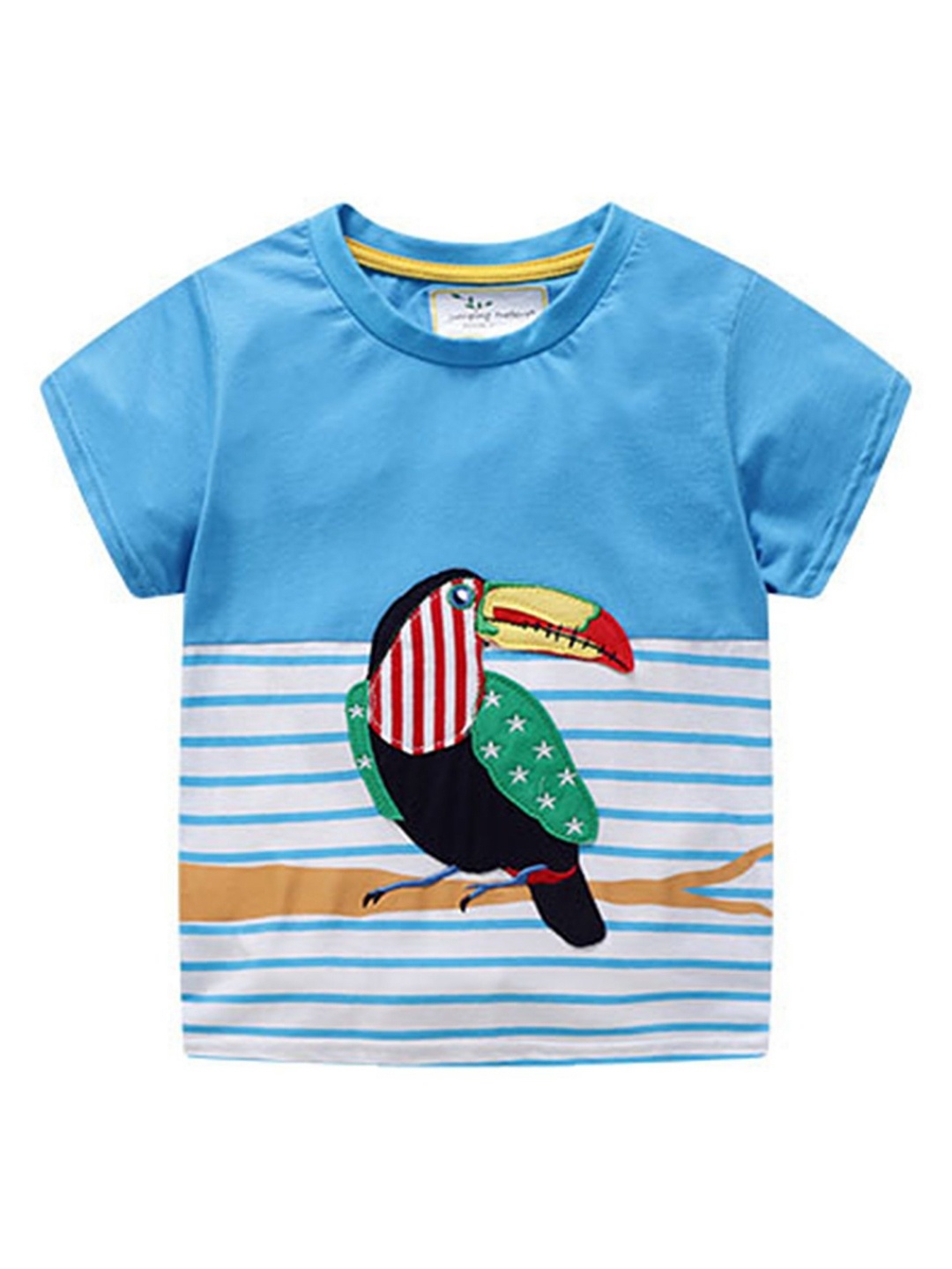 

LULU & SKY Boys Striped Applique T-shirt, Blue